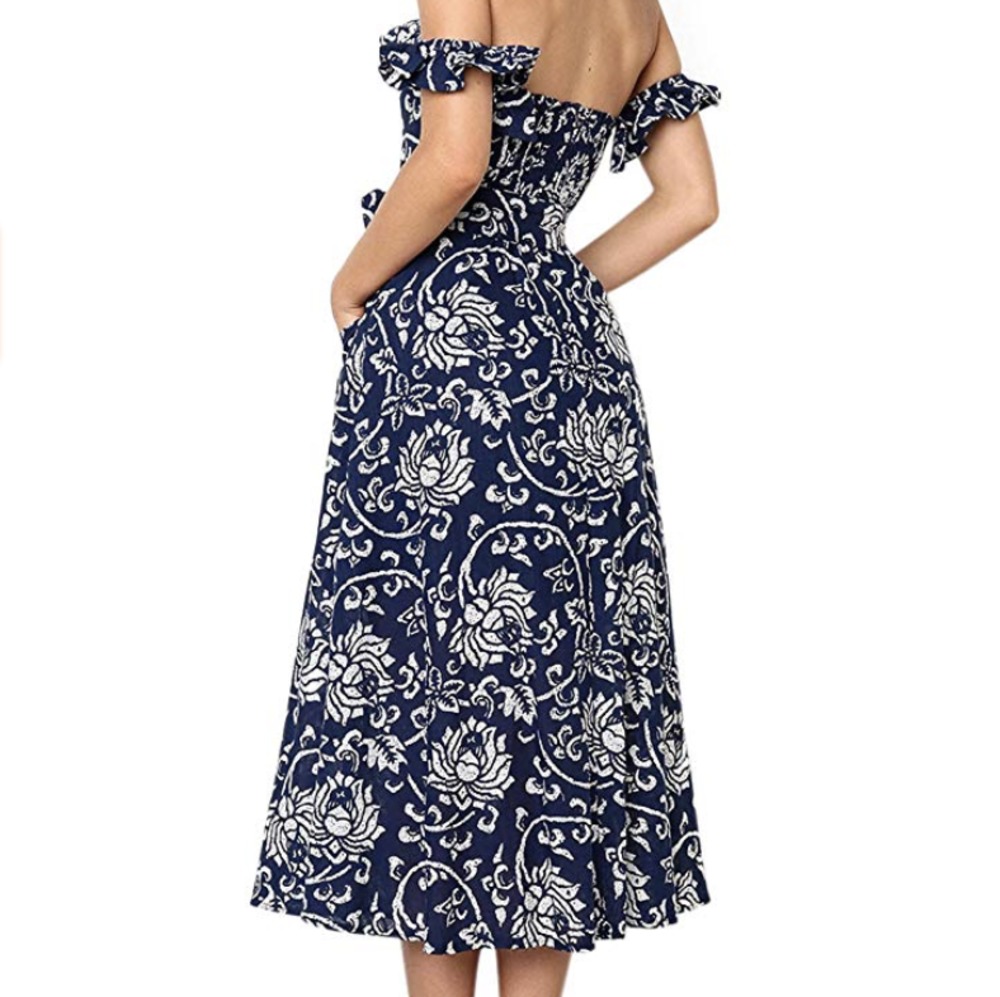 Womens Button Down V Neck Dress - Picture 3 of 3
